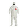 Respirator Fit Hood. Elastic Wrists. Storm Flap with Adhesive Closure. White. LG
