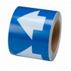 Brady Arrow Tape, Vinyl, 4 in W x 90 ft. L, Adhesive Mounting, White-Blue 91289
