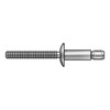 Blind Rivet, Dome Head, 1/4 in Dia., 15/32 in L, Aluminum Body, 100 PK