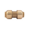 Sharkbite Push-Fit Coupling Fitting, 3/8 in Tube Size, Brass, Brass U006LF