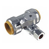 Sharkbite Tee Stop Valve,Brass,3/4" x  3/8" Tube 24986