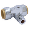 Sharkbite Tee Stop Valve,Brass,3-4" x  3-8" Tube 24986