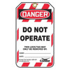 Lockout Tag, Danger, Plastic, 3 1/4 in Width, 5 3/4 in Height, Write On Surface: Yes ,10 PK