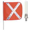 Warning Whip with Reflective X Flag, White, Fiber Glass, Debris Cap