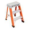 2 Steps, Fiberglass Step Stool, 300 lb. Load Capacity, Orange/Silver