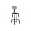 National Public Seating Round Stool with Backrest, Height 24"Black 6224B-10