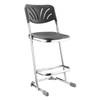 National Public Seating Square Stool with Backrest, Height 24"Black 6624B