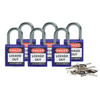 Lockout Padlock, Keyed Different, Nylon, Purple, 1 in Shackle Height, 1 3/16 in Body Width, 6 PK