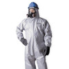 Coverall. Respirator Fit Hood. Elastic Wrists. Attached Socks. Double Storm Flap. Gray. 2X