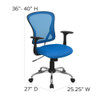 Mesh Task Chair, 22-, Adjustable, Back, Seat: Blue; Frame: Gray  H-8369F-BL-GG