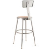 National Public Seating Round Stool with Backrest, Height 19" to 27"Gray 6218HB