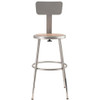 National Public Seating Round Stool with Backrest, Height 19" to 27"Gray 6218HB