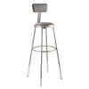 National Public Seating Round Stool with Backrest, Height 31" to 39"Gray 6430HB