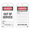 Brady Danger Tag,5-3/4 x 3 In,Out Of Svce,PK10 86459