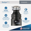 Insinkerator Badger 1-3 HP Garbage Disposer, 1 Year Warranty Badger 1 BADGER 1 490423