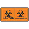 Brady Bilingual Biohazard Label, Biohazard, Paper, 4 in W, 2 in H 22348LS