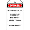 Brady Danger Tag,5-3/4 x 3 In,Vinyl,Met,PK25 76188