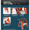 Step Stand, 2 Steps, 375 lb Load Capacity, 24 in Overall Height, Fiberglass, Orange/Silver
