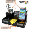 Victor Technology Desktop Organizer, Black, Wood, 5-1-2 in. H 9525-5