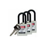 Brady Lockout Padlock,KA,White,1-3/4"H,PK3 123341