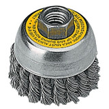 Cup Brush, Knotted, 3 in, 5/8 in to 11, 0.014 ga, 14,000 RPM