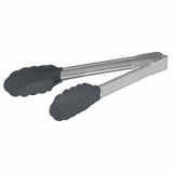 Vollrath Scalloped Tongs,9.66" L,SS,Black/Silver  4780912