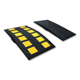 Safety Rider Vulcanized Rubber Speed Bump, 2 in H x 19.7 in W x 35.4 in L, Female End Cap, Black/Yellow