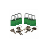 Brady Lockout Padlock,KD,Green,1-7/16"H,PK6 133263