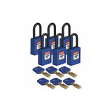 Brady Lockout Padlock,Nylon Body,Blue,PK6 NYL-BLU-38PL-KA6PK