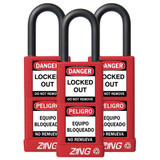 Zing Lockout Padlock,KA,Red,3"H,PK3 7086