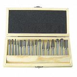 Westward Carbide Bur Set,Single Cut,1/4",16pcs 2LYR9