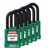 Zing Lockout Padlock,KA,Green,1-3/4"H,PK6 7067
