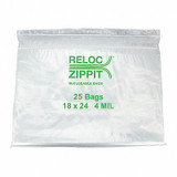 Reloc Zippit Reclosable Poly Bag,Zip Seal,PK250 4R1824