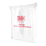 Reloc Zippit Reclosable Poly Bag,Zip Seal,PK1000 WR1215