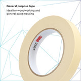 3m Masking Tape,1-2" W,60 yd L,Tan,PK72 2307