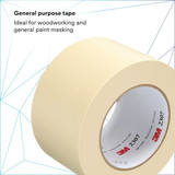 3m Masking Tape,2 13-16" W,60 yd L,Tan,PK12 2307