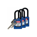 Brady Lockout Padlock,KA,Blue,1-3/4"H,PK3 123334