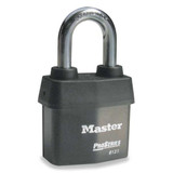 Master Lock Keyed Padlock, 7/8 in,Rectangle,Black  6125