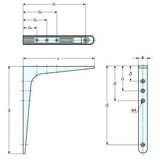 Sugatsune Shelf Bracket,304 SS 4CRR9