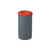Justrite Trash Can,Round,15 gal.,Red/Gray 26415