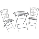 Alpine 3-Piece Antique Slats Foldable Metal Bistro Set BVK668A