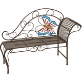 Alpine 56 In. L. Metal Butterfly Garden Chaise Lounge BVK684