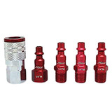 ColorFit by Milton Coupler & Plug Kit - (M-Style, Red) - 1/4" NPT, (5-Piece) S-305MKIT