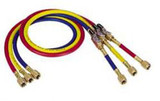 72" Yellow Standard Charging Hose with 1/4” SAE Manual Shut-Off Valve Fitting 90264-72