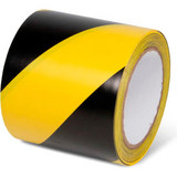 Global Industrial Striped Hazard Warning Tape 4""W x 108'L 5 Mil Black/Yellow 1