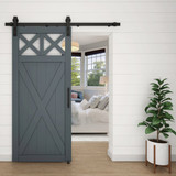 National Hardware 72 In. Matte Black Designer Interior Barn Door Kit with Soft Close