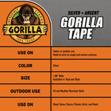 Gorilla 1.88 In. x 30 Yd. Heavy-Duty Duct Tape, Silver