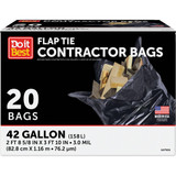 Do it Best 42 Gal. Flap Tie Contractor Black Trash Bag (20-Count) 647926