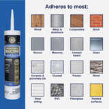 GE Supreme Paintable Silicone Window & Door Sealant, White, 9.5 Oz. Cartridge 2733730 793572