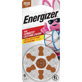 Energizer Size 312 Brown Tab Hearing Aid Batteries (6-Pack) 312CR-6ENRUS